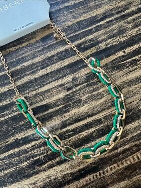 Emberly Green and Gold Chain Link Necklace